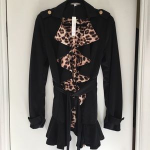 Black/Animal print jacket. New never worn. Size L